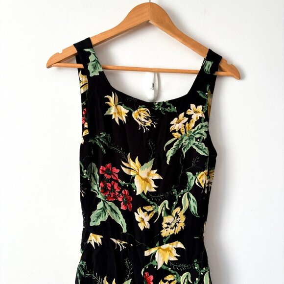 Aritzia Wilfred Ecoulement Jumpsuit Tie Back Black Tropical Floral Size 2 - Picture 3 of 6